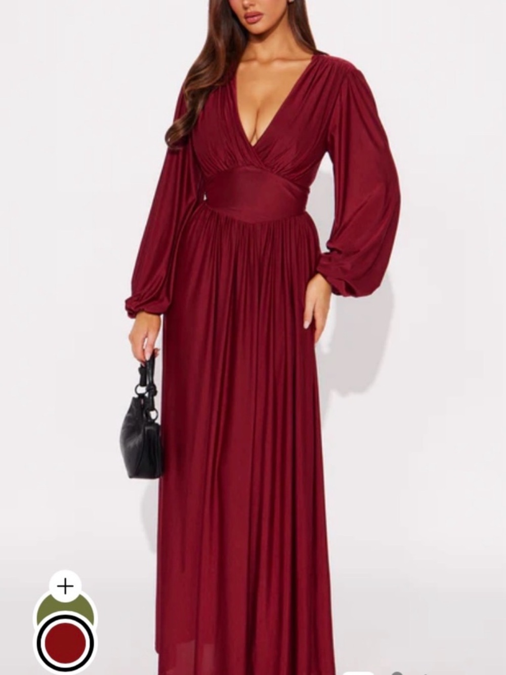 Fashion Nova Long Sleeve Red Maxi Dress